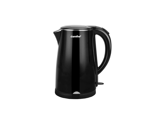 COMFEE' 1.7L Double Wall & Low Noise Electric Kettle with 100% Stainless Steel Inner Pot and Lid. Cool Touch & BPA Free. 1500W Fast Boil. Cordless with Auto Shut-Off & Boil Dry Protection. Black